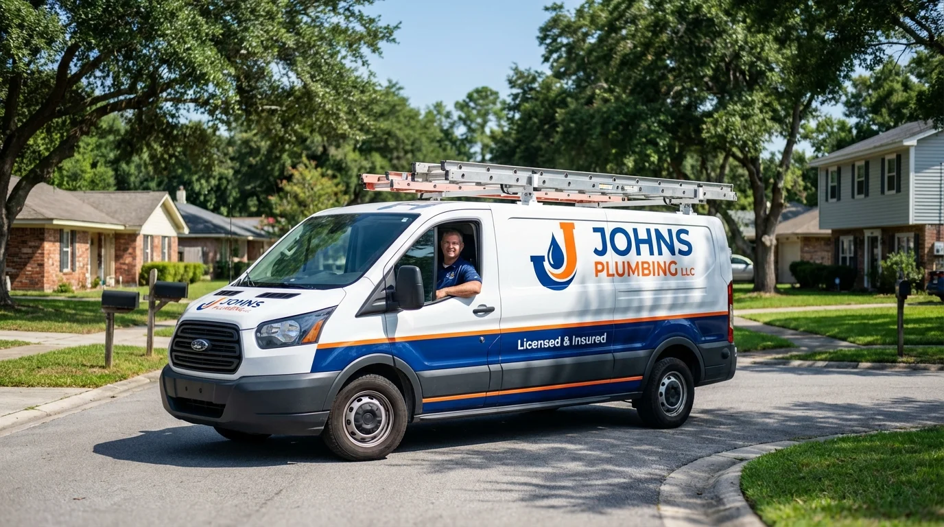 Johns Plumbing LLC service van in New Brighton, PA