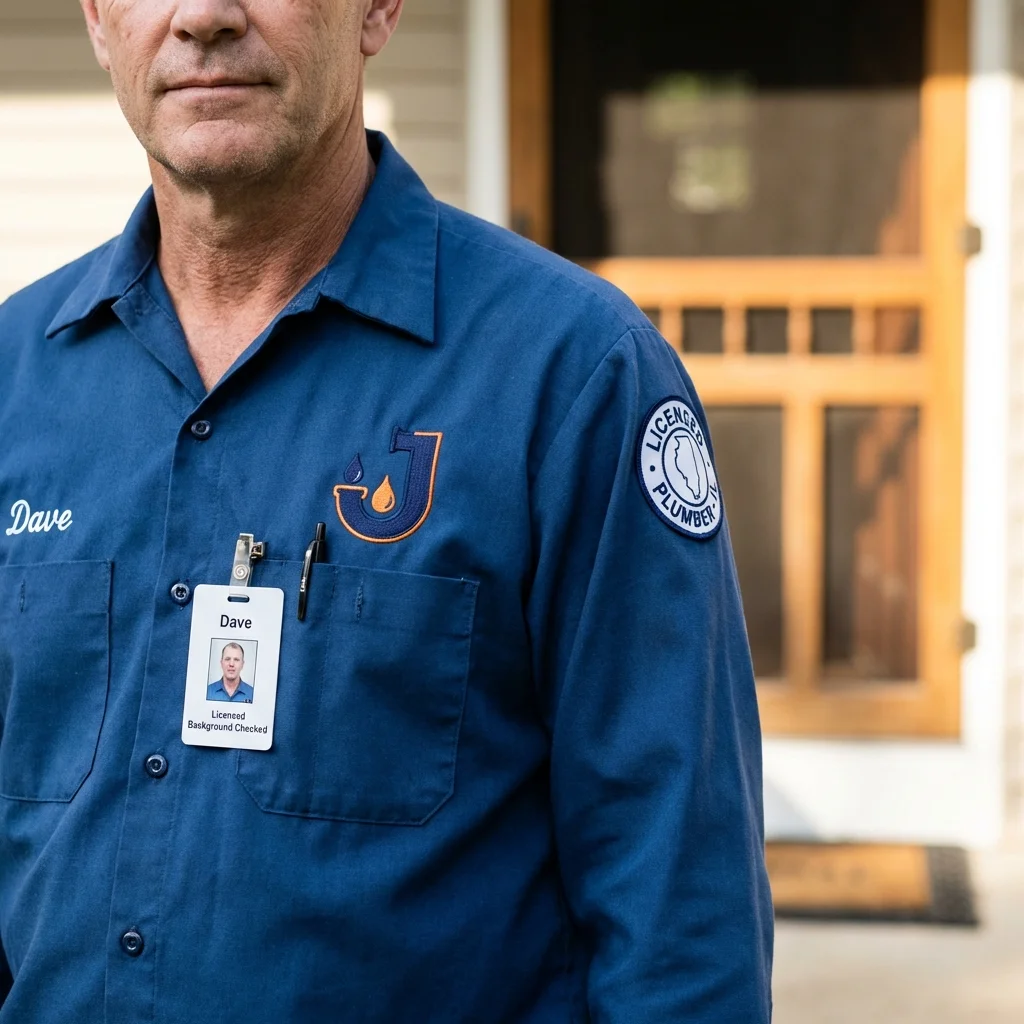 Licensed plumber showing ID badge in New Brighton, PA