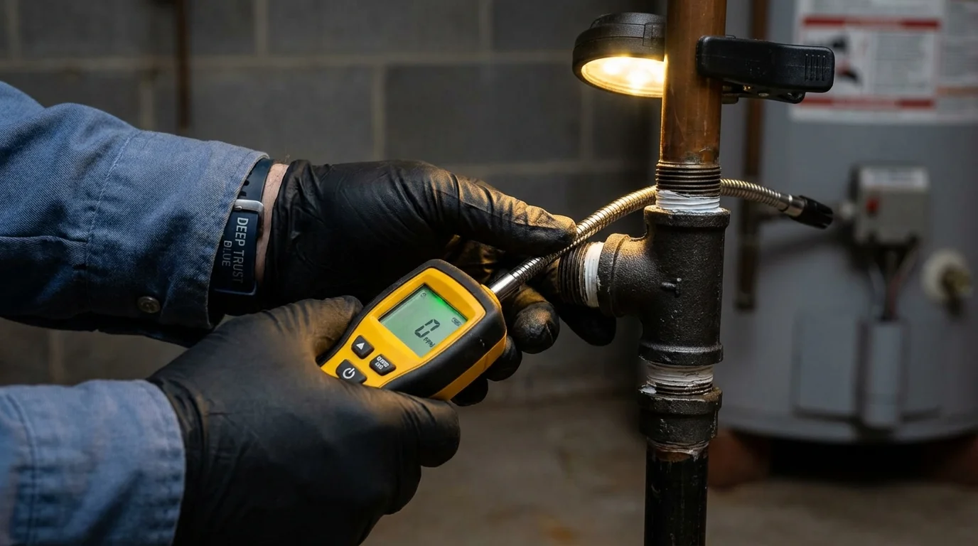 Gas leak detection with electronic sniffer by Johns Plumbing LLC in New Brighton