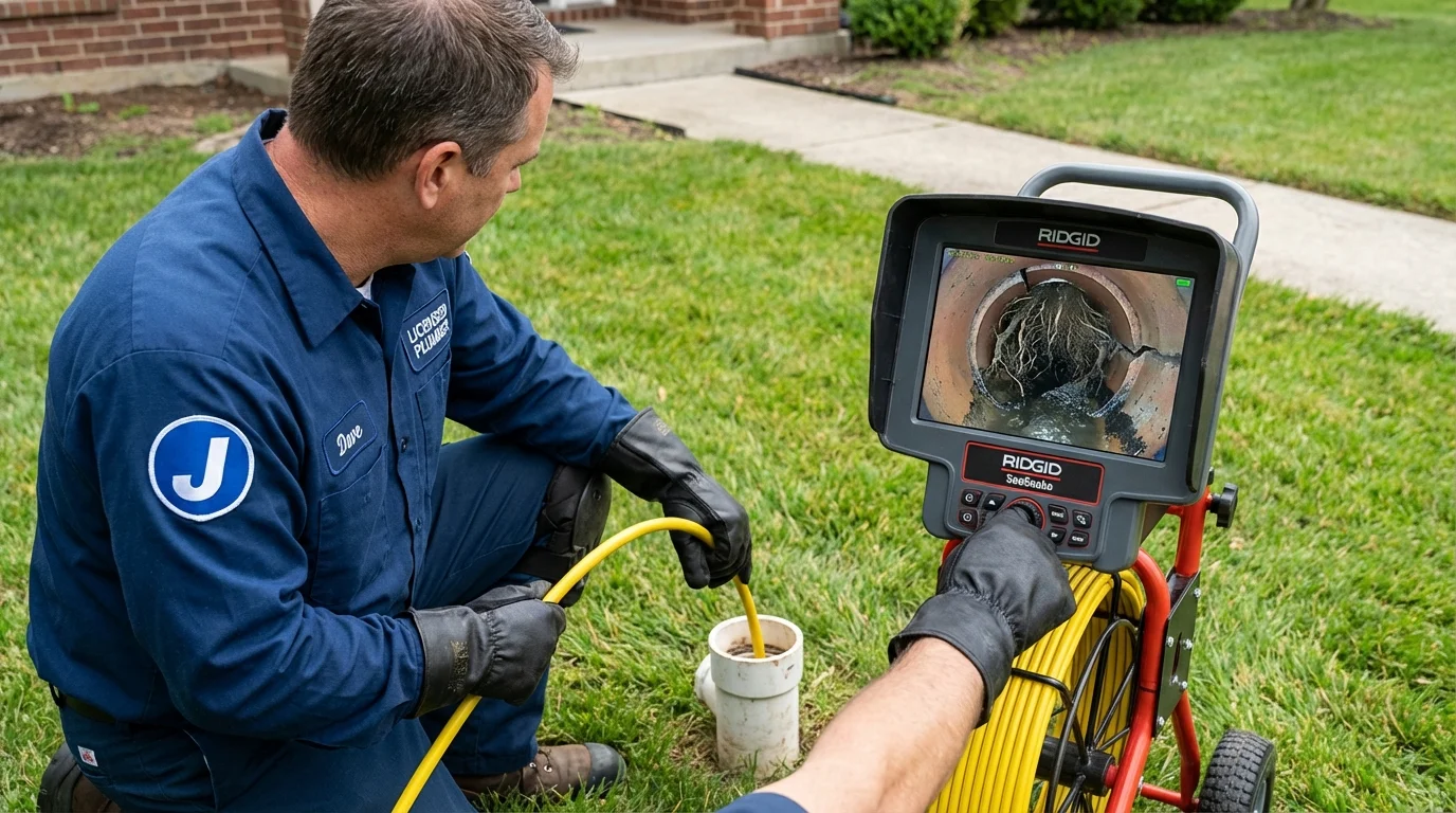 Sewer camera inspection being performed by Johns Plumbing LLC in New Brighton