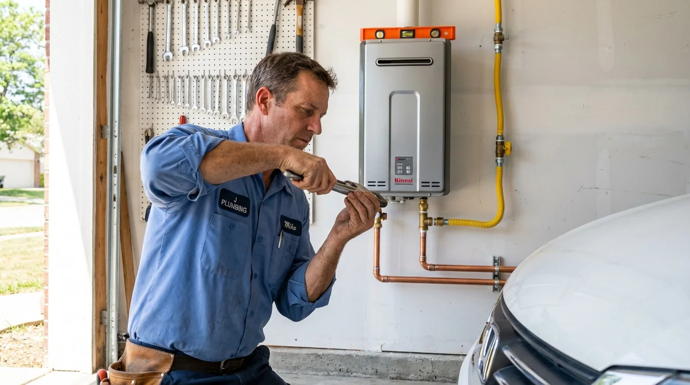 Tankless water heater installation by a Johns Plumbing LLC plumber in New Brighton